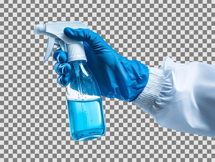PSD a hand holding a spray bottle