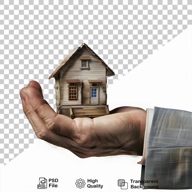 PSD a hand holds a house isolated on transparent background