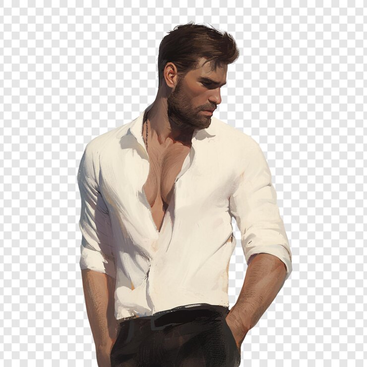 PSD a handsome man in a white shirt