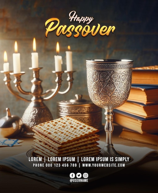 PSD a happy passover flat design concept web banner post or social media banner template psd