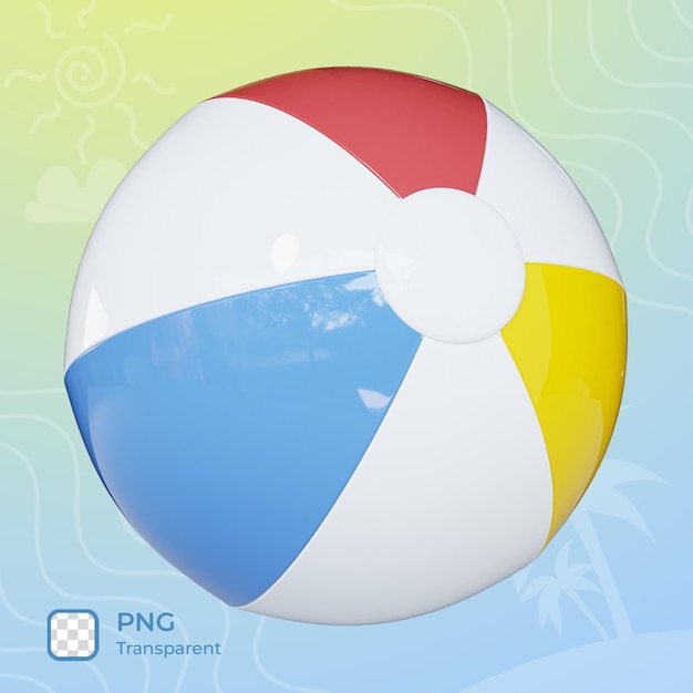 PSD a ilustração 3d da bola de praia rende o objeto do tema do verão do ícone