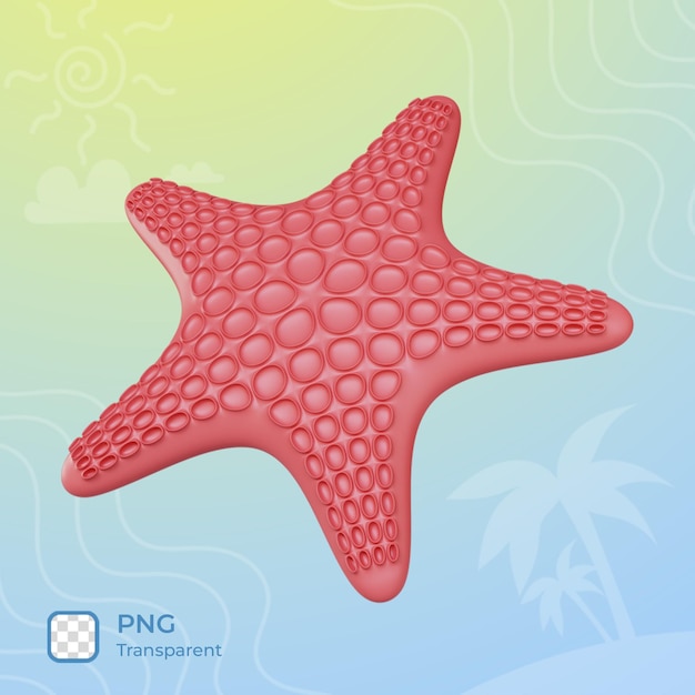 A ilustração 3d da estrela do mar rende o objeto do tema do verão do ícone