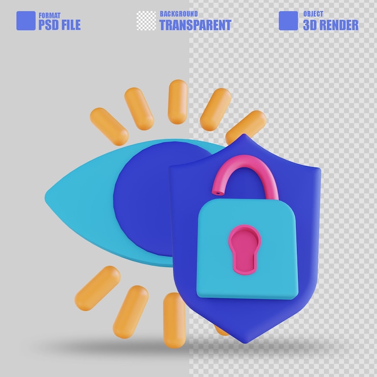 PSD a ilustração 3d desbloqueia a varredura do olho 2