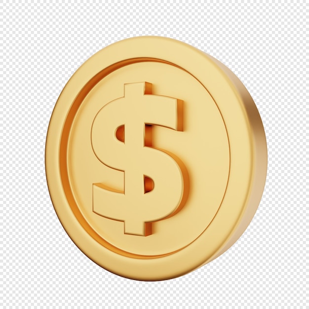 PSD a ilustração do ícone do ouro do dinheiro do dólar da moeda 3d rende