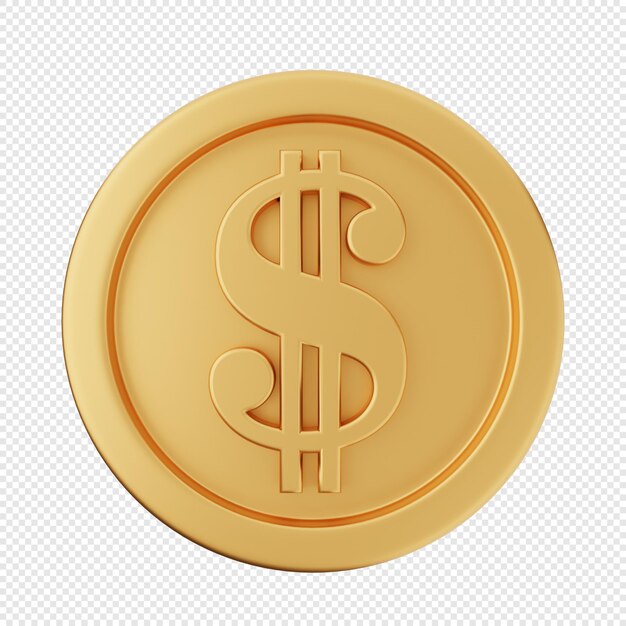 a ilustração do ícone do ouro do dinheiro do dólar da moeda 3d rende