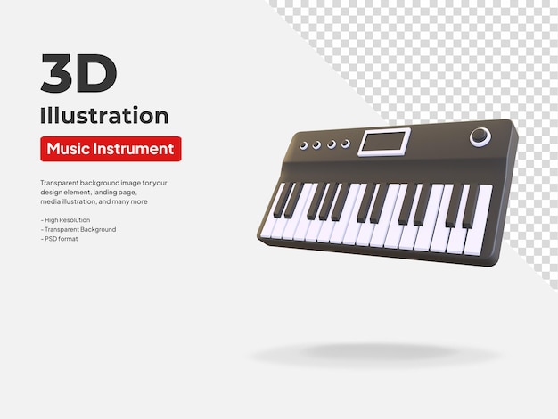 A ilustração do instrumento de música 3d do ícone do teclado de piano rende