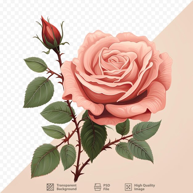 PSD a imagem mostra uma rosa com folhas