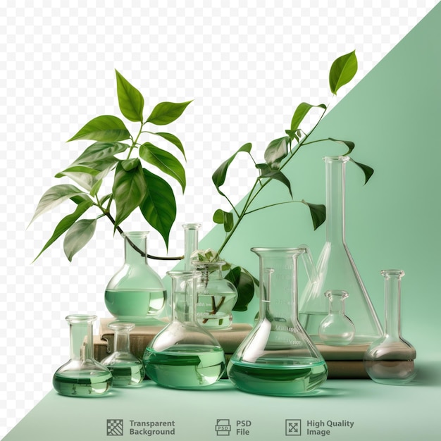 PSD a investigação relativa à extração de plantas foi conduzida utilizando equipamento e vidro sobre um fundo transparente, centrando-se na ciência verde e na química.