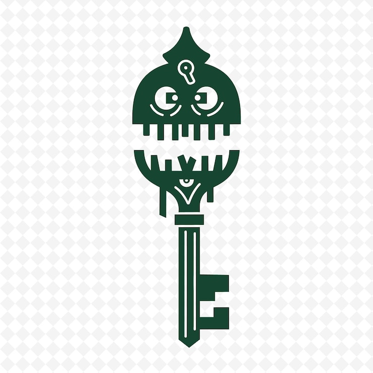 PSD a key with a green monster on it
