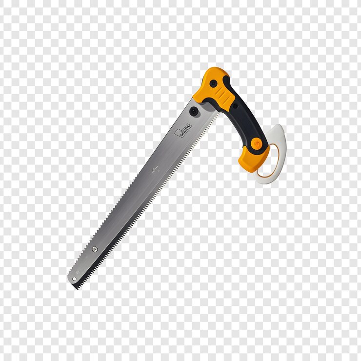 PSD a knife with a yellow handle is on a white background