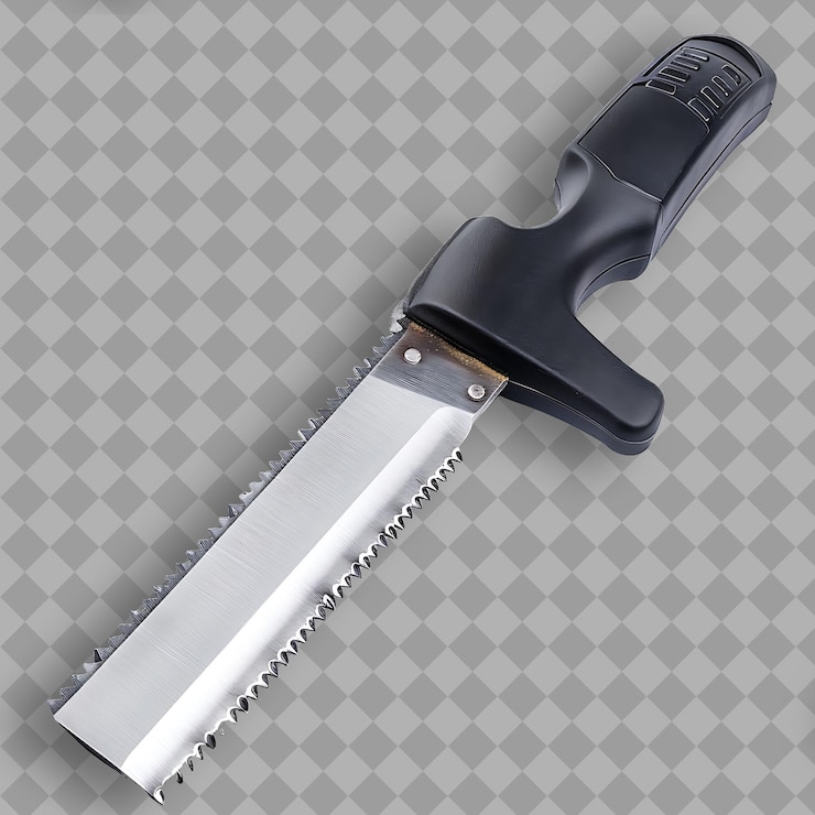PSD a knife with the word quot hi quot on it is on a checkered surface