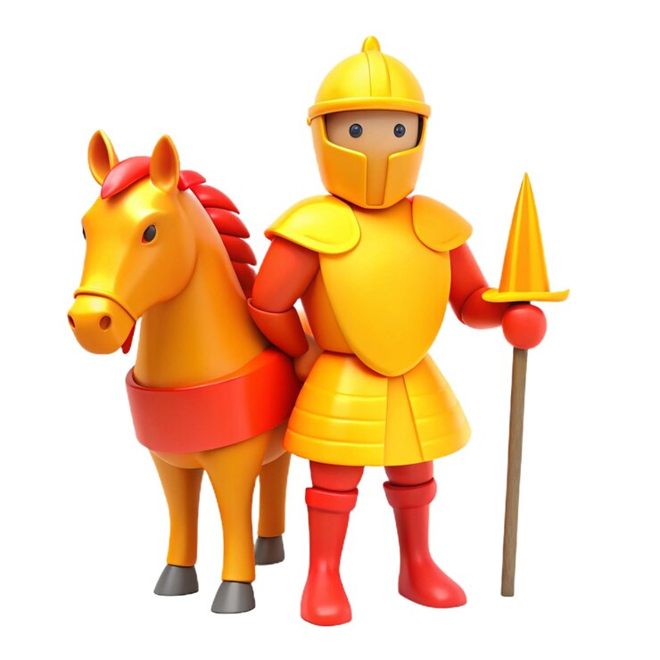 PSD a knight with a sword and shield on his head