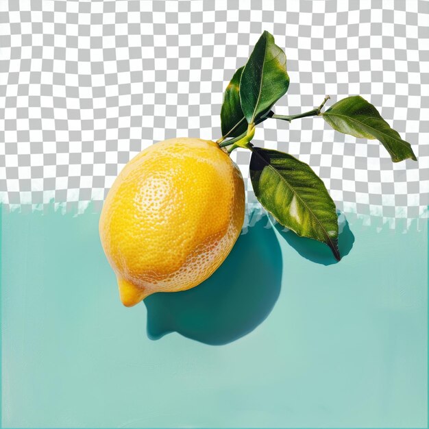 PSD a lemon is on a branch with a green leaf