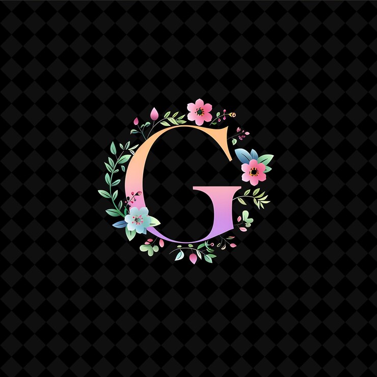 PSD a letra g está num círculo de flores.