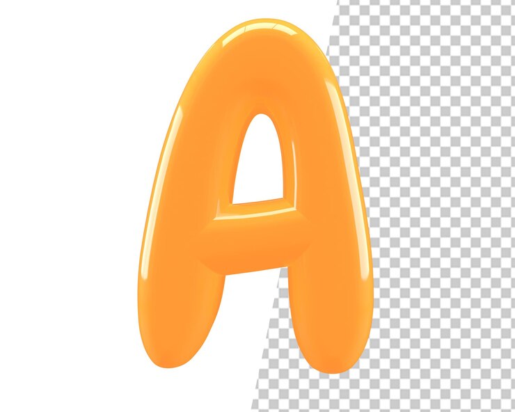 PSD a letter gold text 3d render