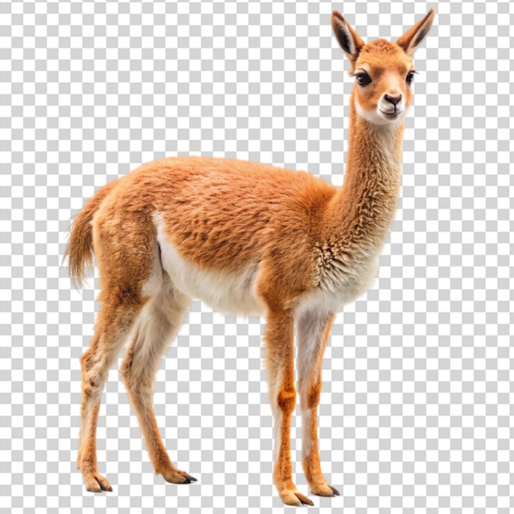 A llama standing on transparent background