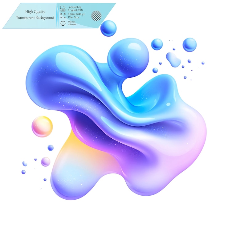 PSD a logo with blue and purple bubbles on transparent background