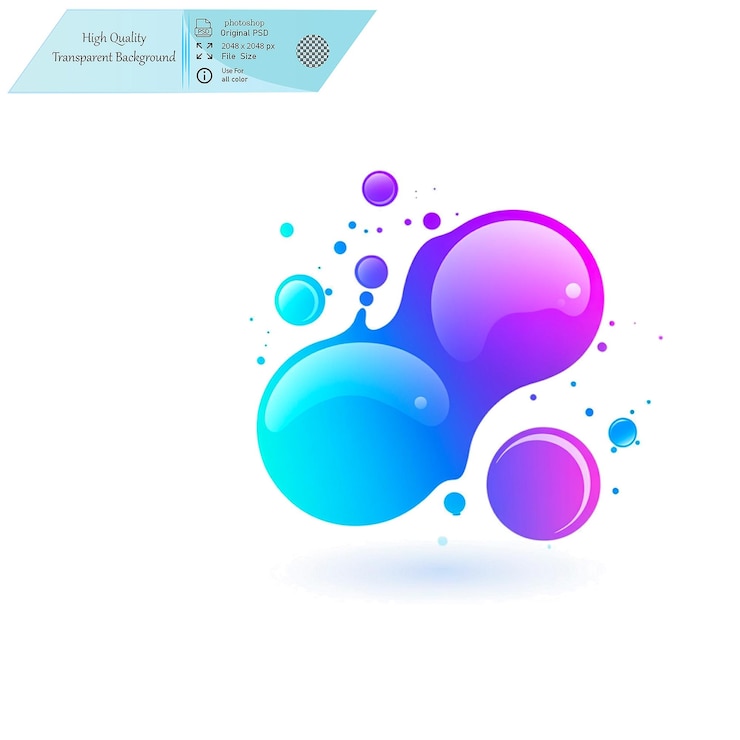 PSD a logo with blue and purple bubbles on transparent background