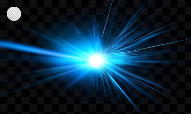 A luz azul brilha em um fundo transparente