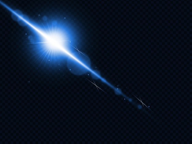 A luz azul explode em um fundo transparente luz transparente de luz brilhante