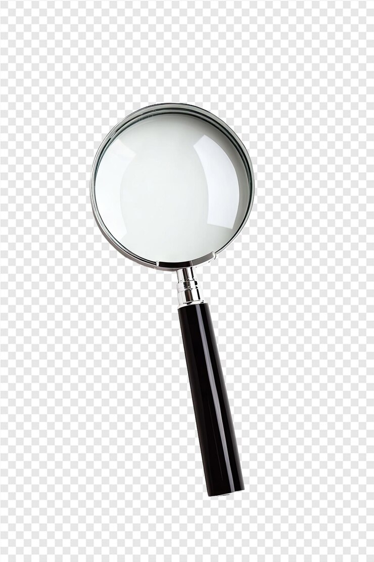 a magnifying glass with a magnifying glass on a transparent background