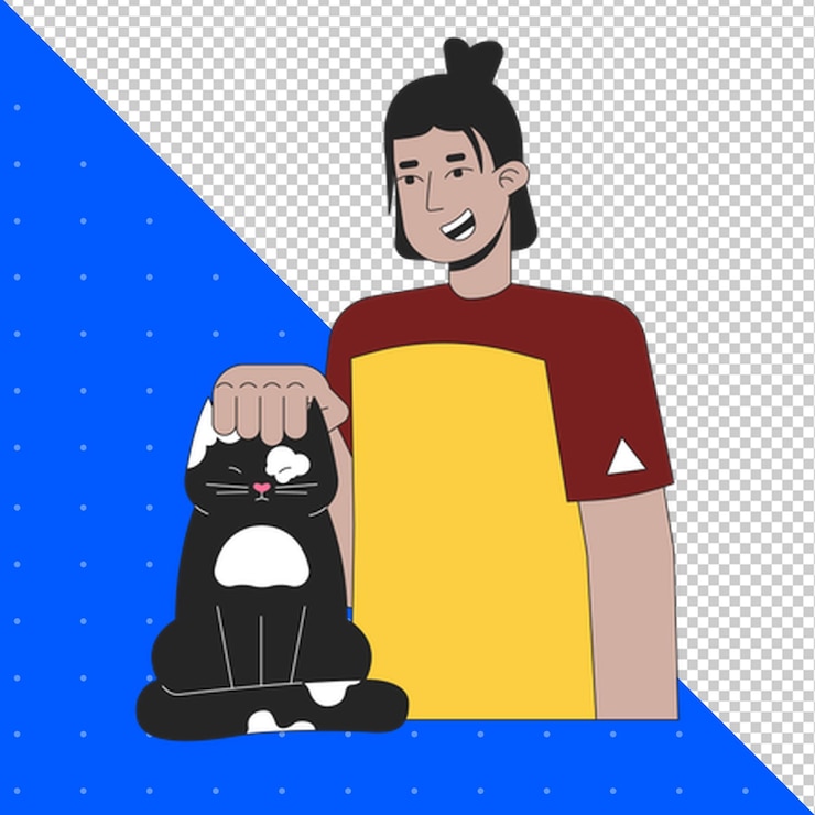 PSD a man holding a black cat and a yellow apron that says quot a cat quot