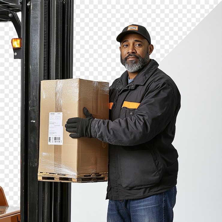 PSD a man holding a box that says quot the box is opened quot