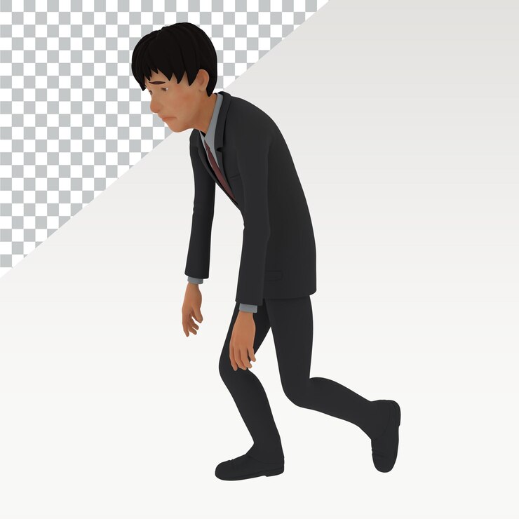 PSD a man in a suit and tie is walking on a white background
