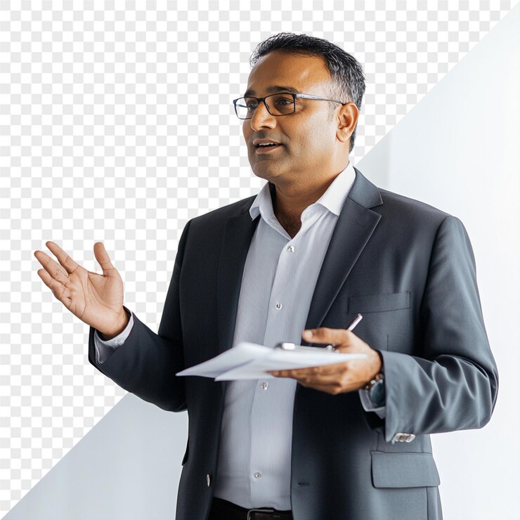PSD a man in a suit is giving a speech