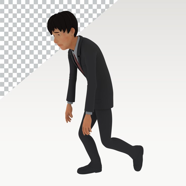 PSD a man in a suit walks across a white background