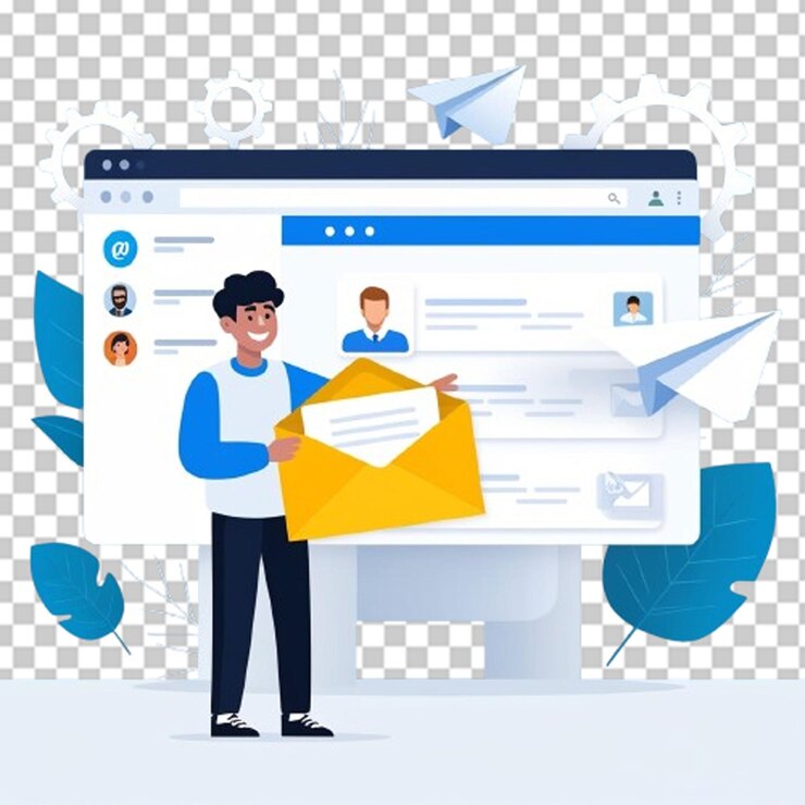 PSD a man is holding an envelope with the letter u on it