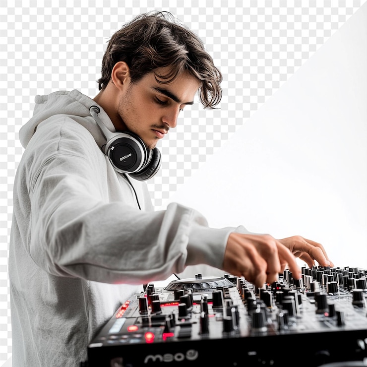 PSD a man is playing a dj with a dj set up