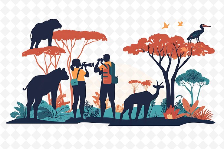 PSD a man is taking a picture of a forest with a silhouette of a bear and a bear