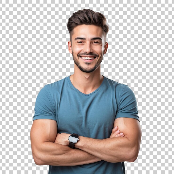 PSD a man smiles with a smile on his face