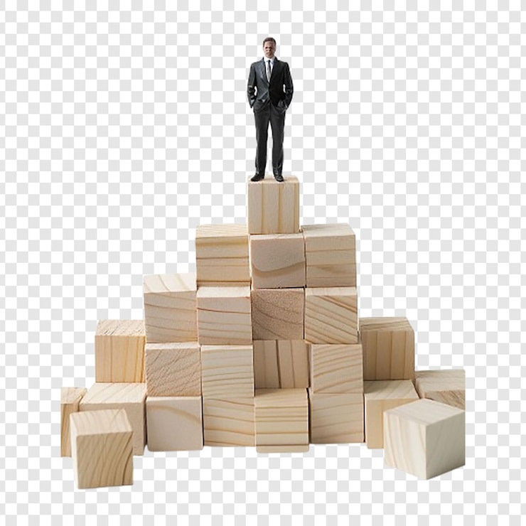 PSD a man stands on a pyramid with the word  man  on it