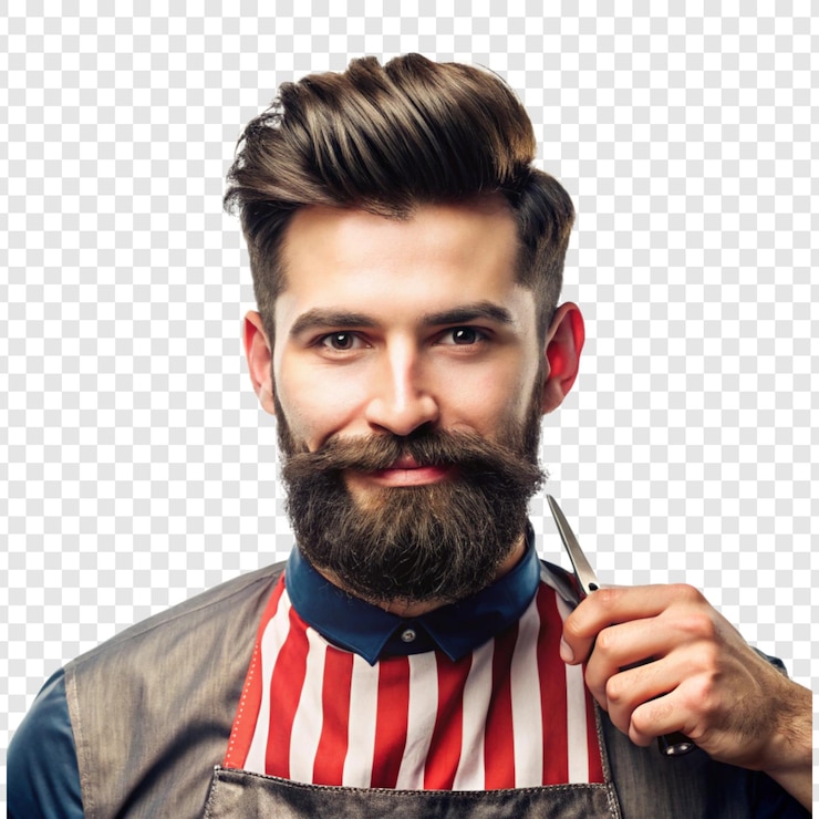 PSD a man with a beard and a red and white striped tie