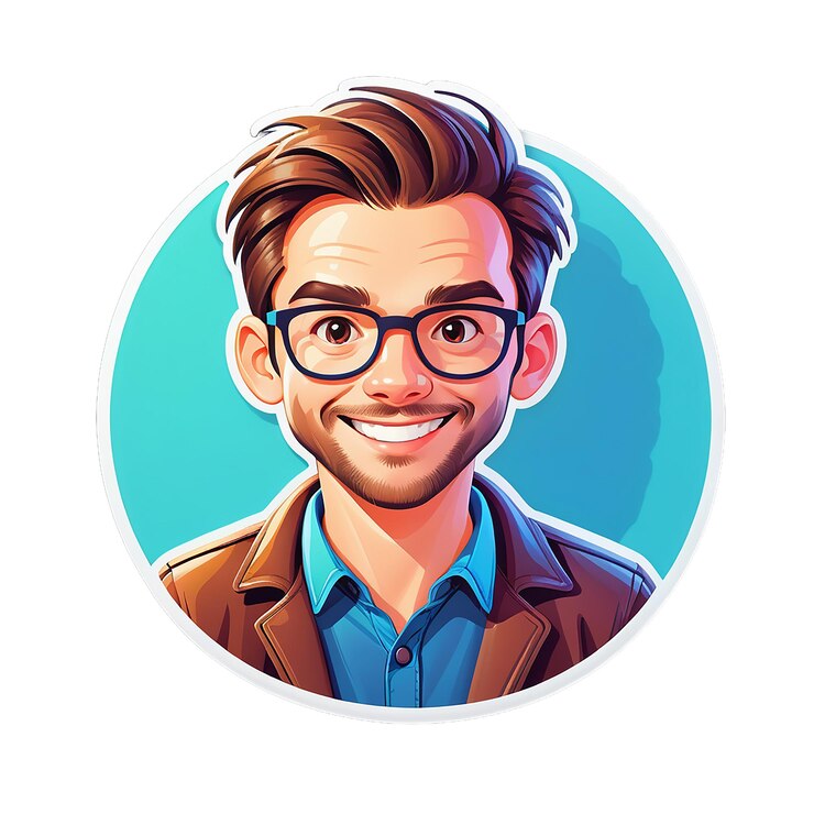 a man with glasses and a beard is smiling