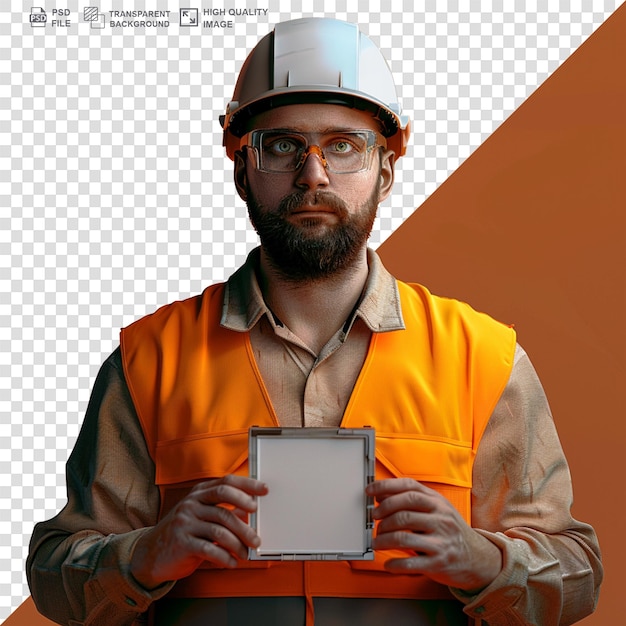 PSD a man with helmet and a brick png and jpg