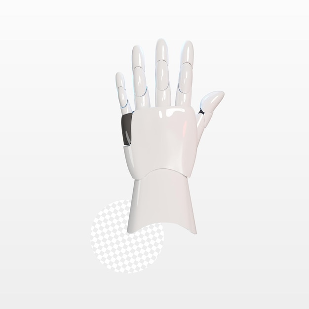 PSD a mão do robô 3d mostra cinco dedos olá mão do gesto com os dedos espalhados renderização 3d isolada