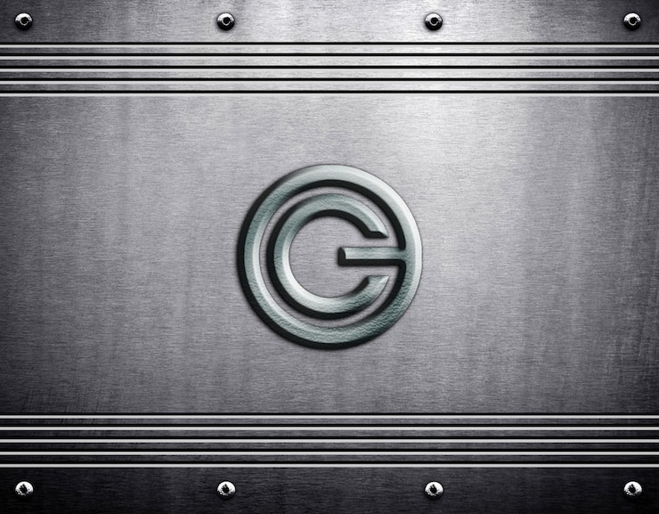 PSD a metal logo mockup