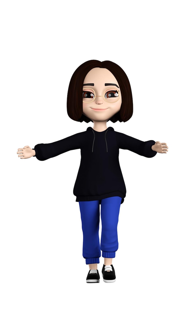 PSD a model of a girl with a black shirt and blue jeans