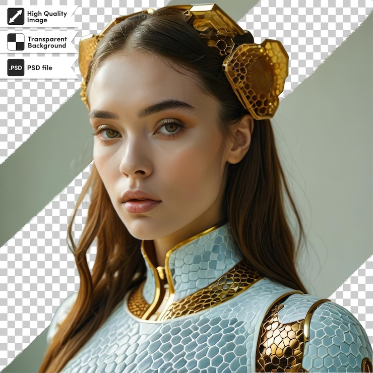 PSD a model with a gold crown on her head