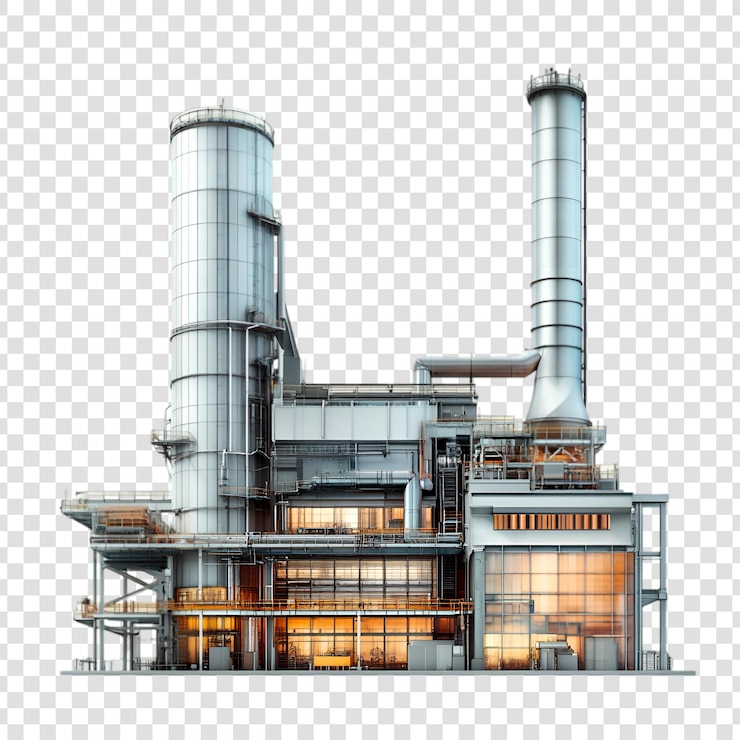 PSD a modern industrial power plant on a transparent background