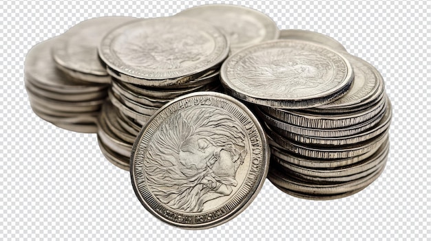 a neatly arranged stack of silver coins suitable for financial representations and economic concepts