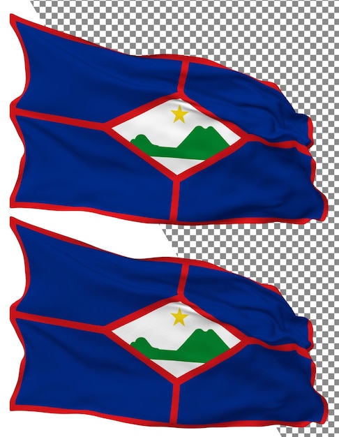 PSD a onda da bandeira de sint eustatius é isolada, a textura é simples, o fundo é transparente, a renderização é 3d.