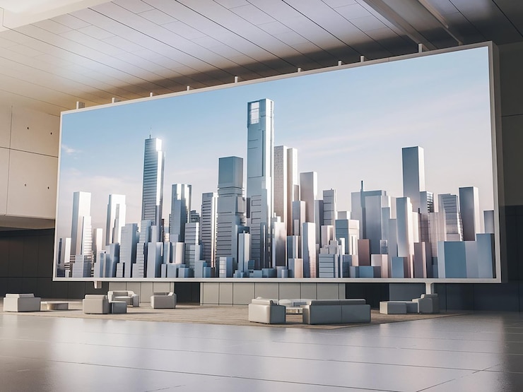 a painting of a cityscape with a cityscape in the background