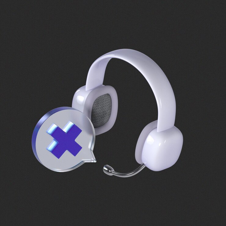 PSD a pair of headphones with a blue x on the front