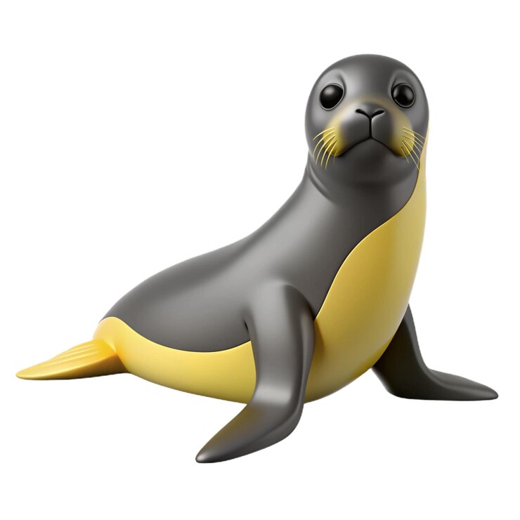 PSD a penguin figure with a yellow tail and a black stripe on the bottom