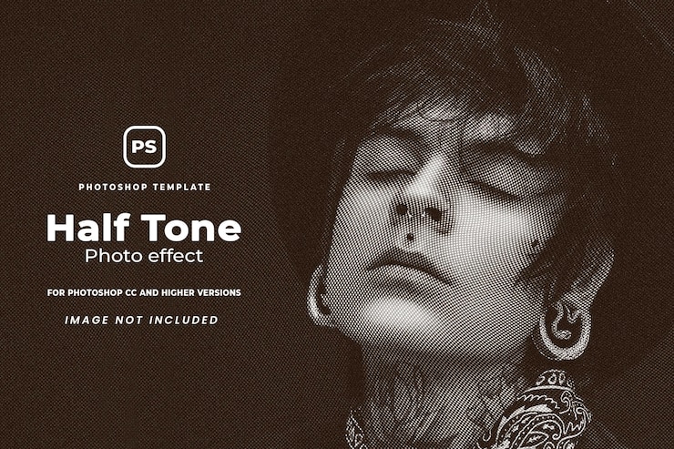 PSD a photo effect with a person's face and the words'elements of tone'on the front.