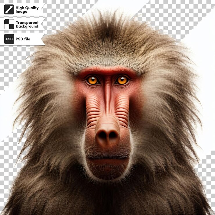 PSD a picture of a monkey that has a red eye